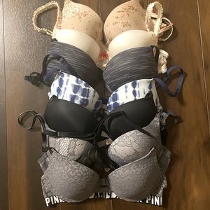 Lot of 7 Victoria Secret push up bras Size 32B